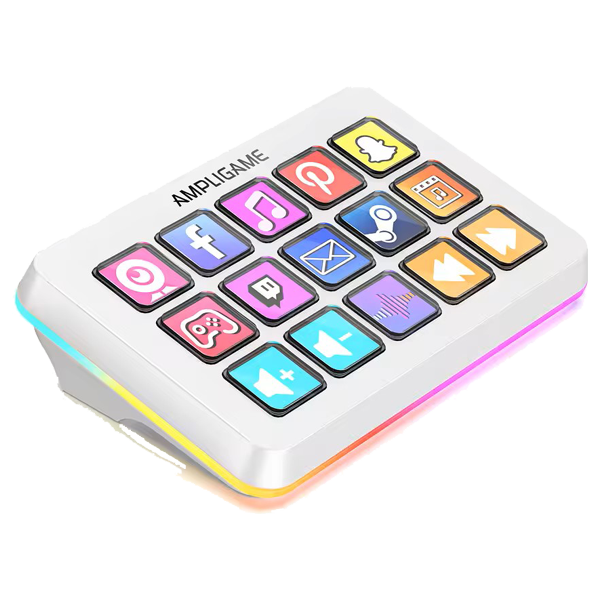 FIFINE D6 Macro Stream Controller App-triggered actions with 15-key programmable deck for livestreaming, for OBS/Twitch/YouTube