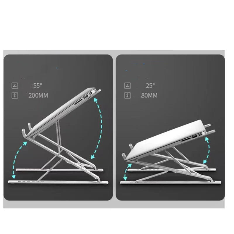 Réglage du support : de 25° et 8 cm à 55° et 20 cm