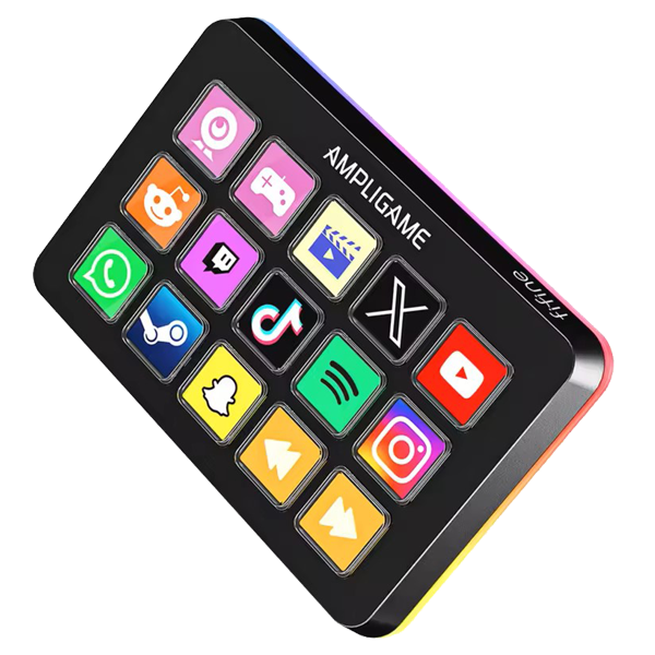 FIFINE D6 Macro Stream Controller App-triggered actions with 15-key programmable deck for livestreaming, for OBS/Twitch/YouTube