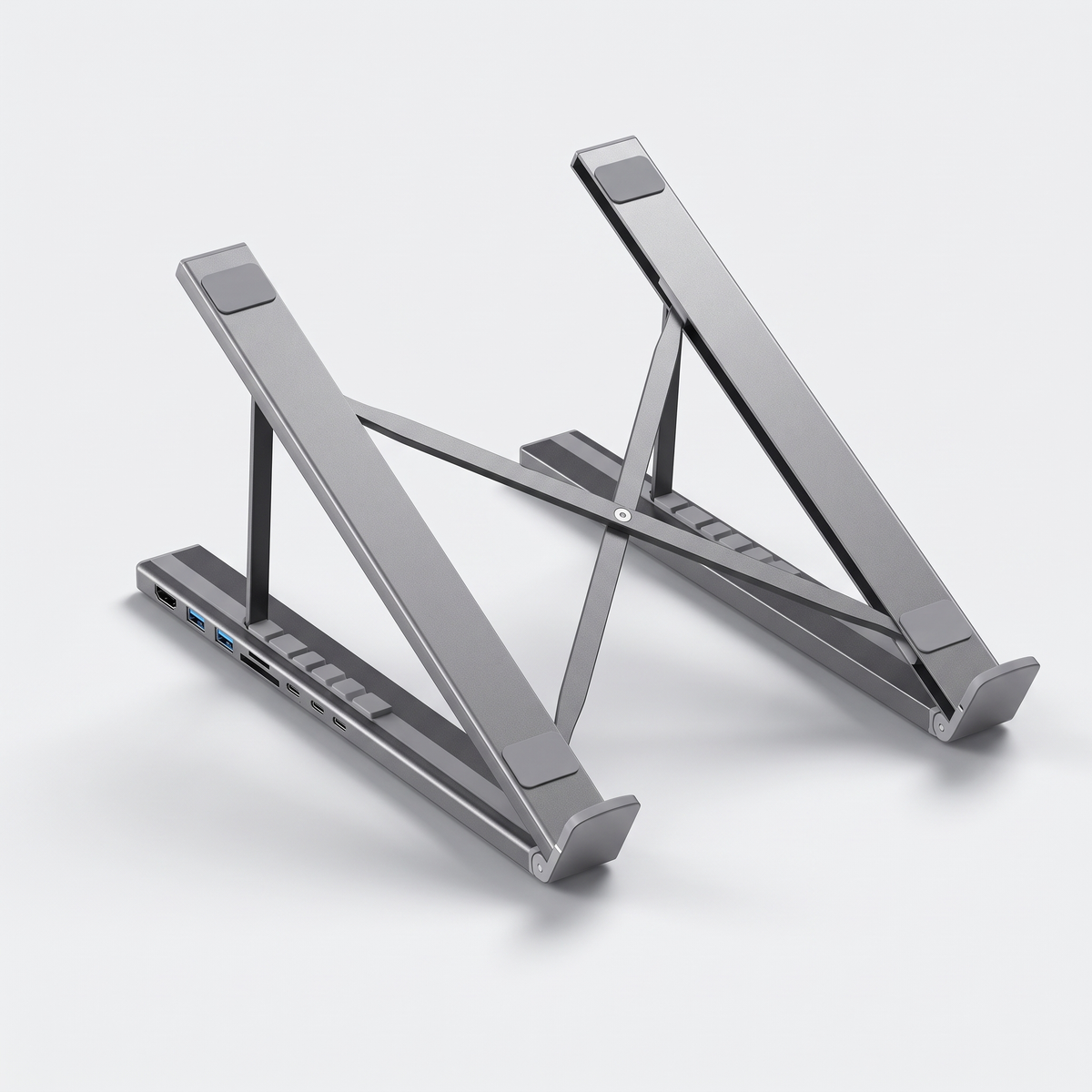 Support pour ordinateur portable en aluminium avec hub USB-C intégré dans la base